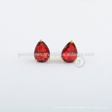 Natural Garnet Quartz Gemstone Earrings, 925 Sterling Silver Gold Plated Gemstone Earrings Jewelry Manufacturer